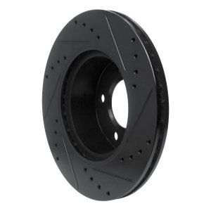 BMW 120i Brake Rotor (1) - Front Left - R1 Concepts - Drilled & Slotted - Black - `05-`07